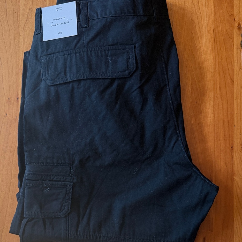 H&M Men’s Black Cotton Twill Cargo Pants